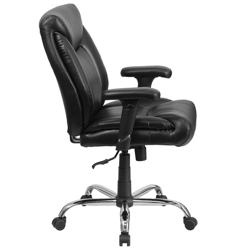 Flash Furniture GO-2073-LEA-GG Hercules Series Black Leather Swivel Task Chair with Adjustable Arms | Office Chairs | Modishstore-4