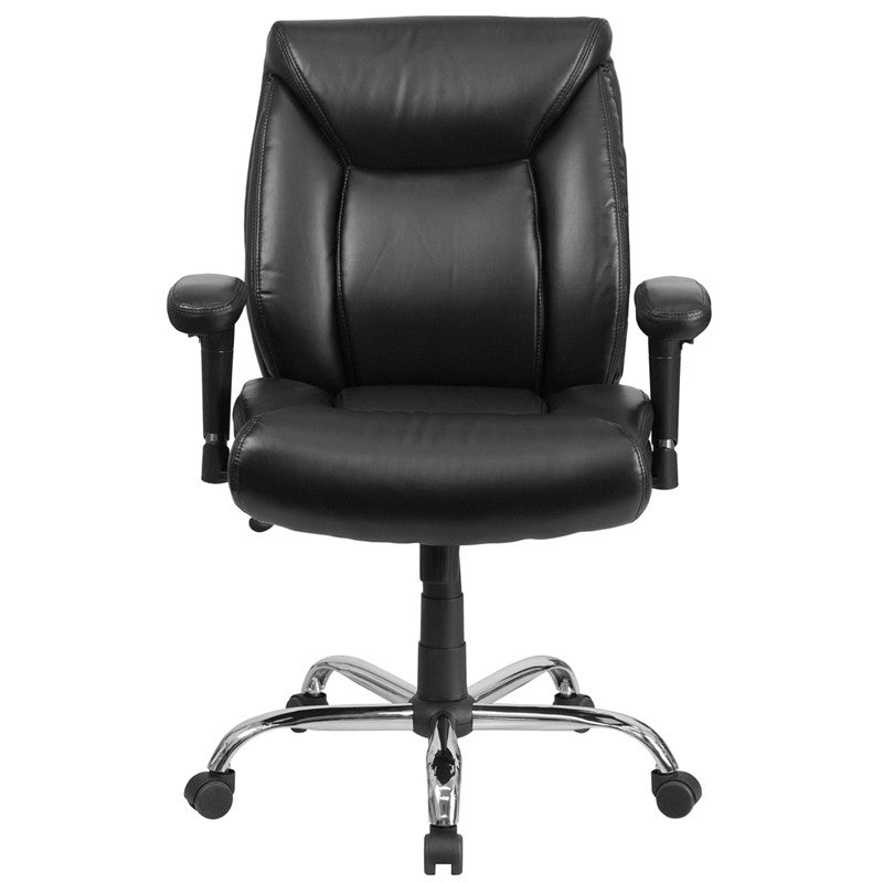 Flash Furniture GO-2073-LEA-GG Hercules Series Black Leather Swivel Task Chair with Adjustable Arms | Office Chairs | Modishstore-2