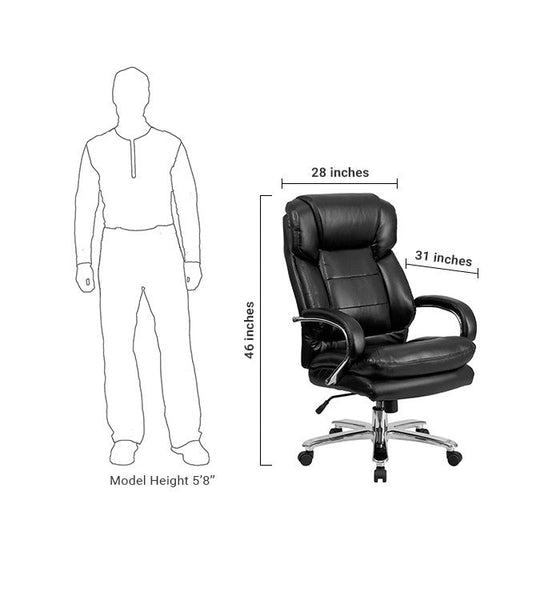 Flash Furniture Hercules Series GO-2078-LEA-GG Black Leather Executive Swivel Chair With Loop Arms | Office Chairs | Modishstore-5