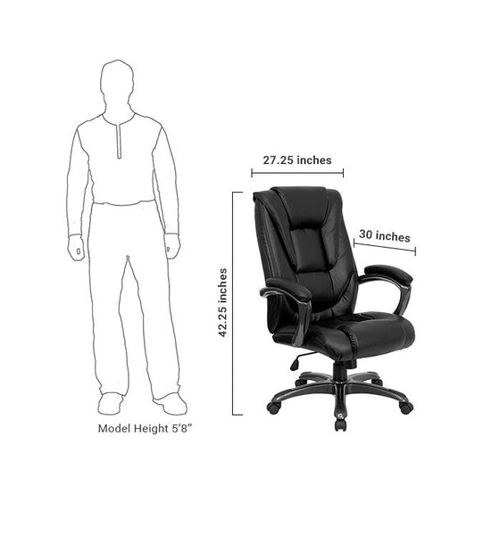 Flash Furniture GO-7194B-BK-GG High Back Black Leather Executive Swivel Office Chair | Office Chairs | Modishstore-5