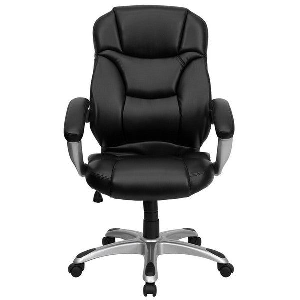 Flash Furniture GO-725-BK-LEA-GG High Back Black Leather Executive Swivel Office Chair | Office Chairs | Modishstore-2