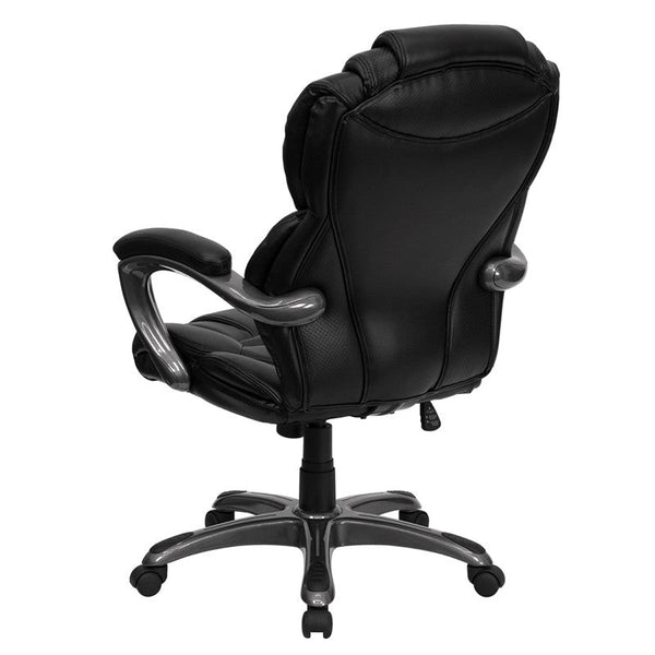 Flash Furniture High Back Black Leather Executive Swivel Office Chair With Leather Padded Loop Arms | Office Chairs | Modishstore-2
