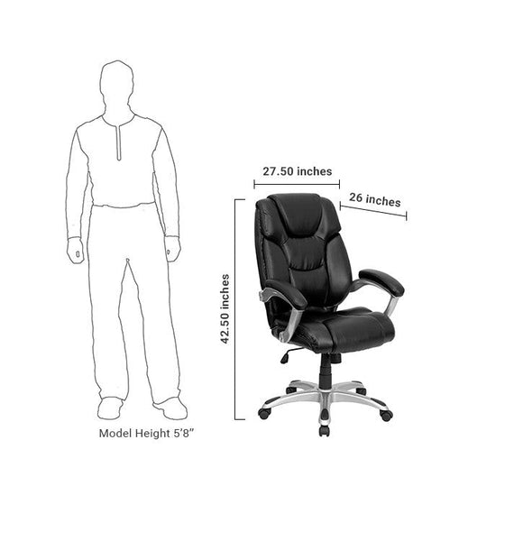 Flash Furniture GO-931H-BK-GG High Back Black Leather Executive Swivel Office Chair | Office Chairs | Modishstore-5
