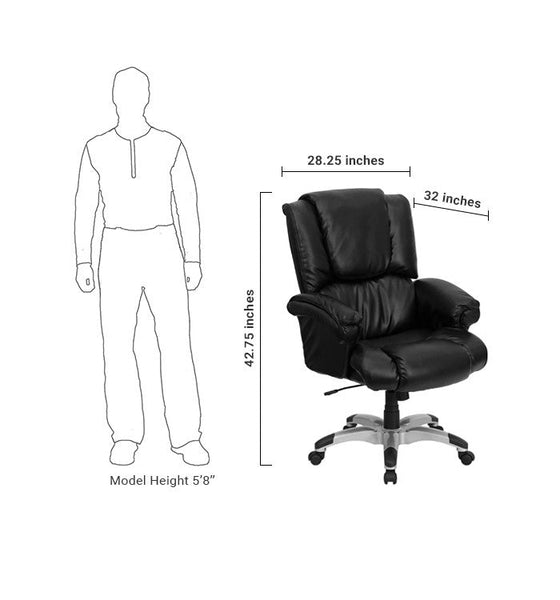 Flash Furniture GO-958-BK-GG High Back Black Leather Overstuffed Executive Swivel Office Chair | Office Chairs | Modishstore-5