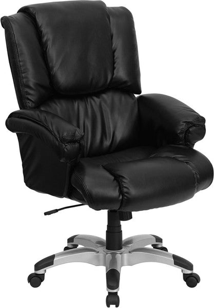 Flash Furniture GO-958-BK-GG High Back Black Leather Overstuffed Executive Swivel Office Chair | Office Chairs | Modishstore