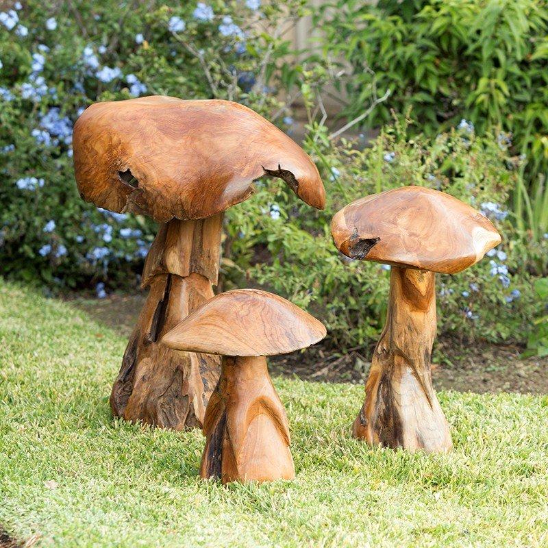 Garden Age Supply Habini Teak Wild Mushrooms | Outdoor Decor | Modishstore | 47361  