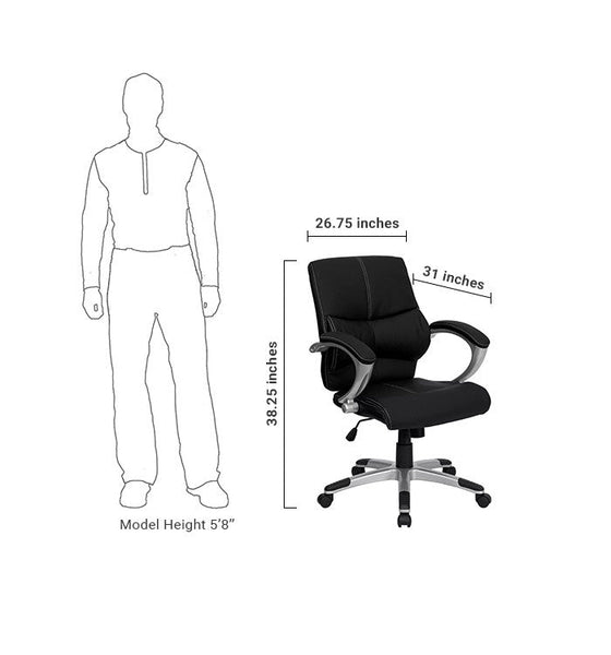Flash Furniture Mid-Back Black Leather Contemporary Swivel Manager'S Chair | Office Chairs | Modishstore-5