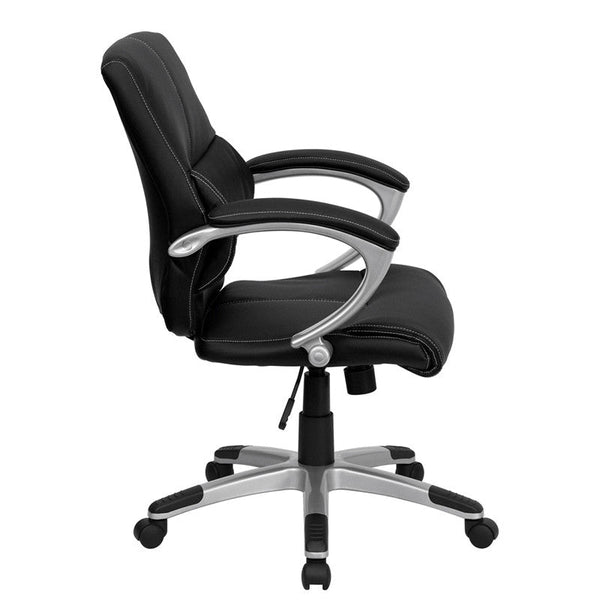 Flash Furniture Mid-Back Black Leather Contemporary Swivel Manager'S Chair | Office Chairs | Modishstore-4