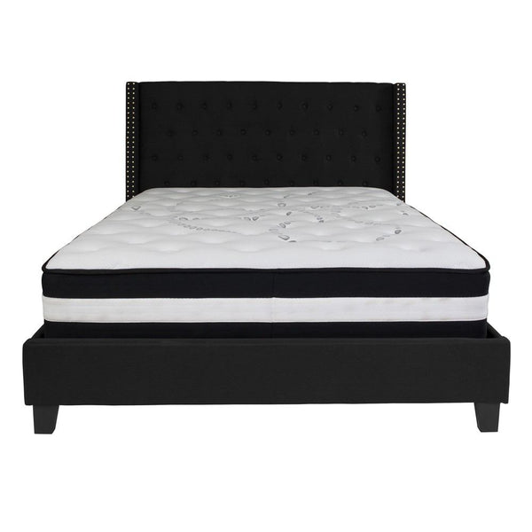 Flash Furniture Riverdale Queen Size Tufted Upholstered Platform Bed with Pocket Spring Mattress | Beds | Modishstore-8