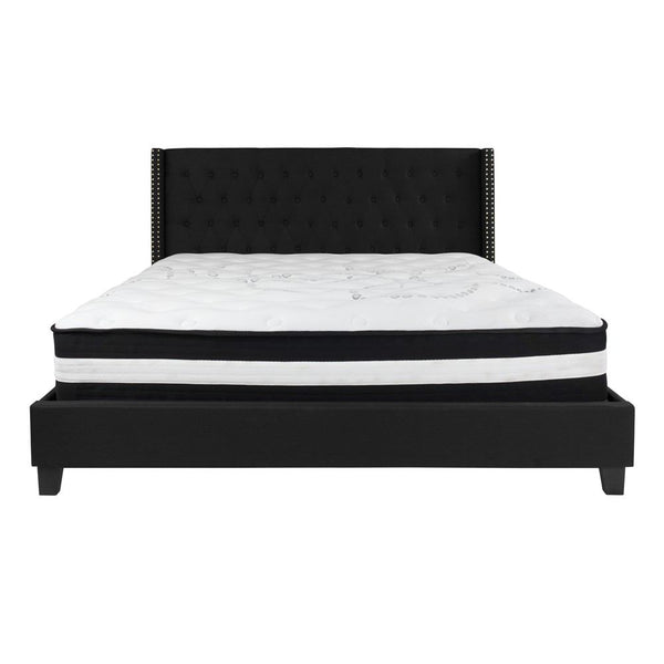Flash Furniture Riverdale King Size Tufted Upholstered Platform Bed with Pocket Spring Mattress | Beds | Modishstore-8
