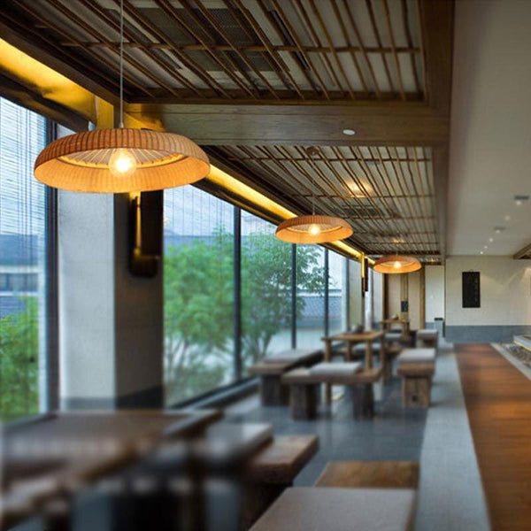 Bamboo Wheel Shaped Pendant Lamp-6