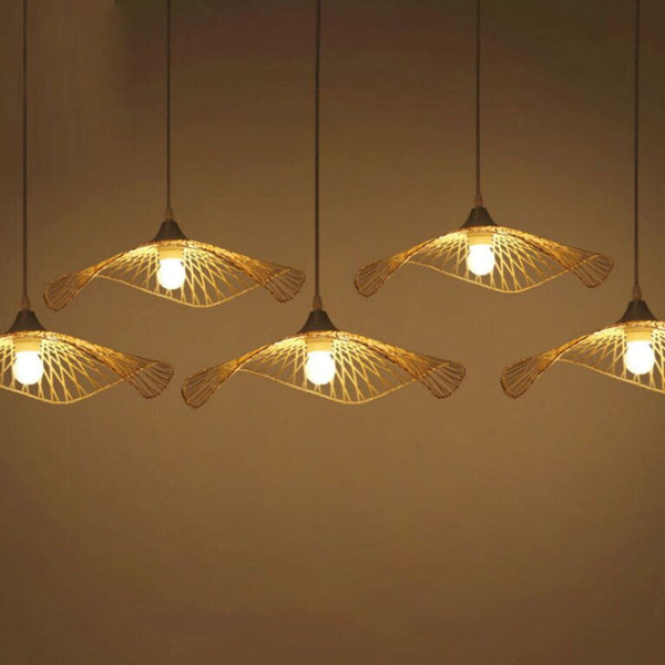 Bamboo Wicker Rattan Hat Shade Adjustable Spider Chandelier - B by Artisan Living-6