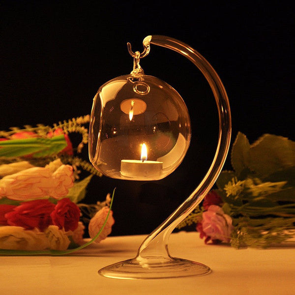Hanging Crystal Glass Terrarium/ Candle Holder by Artisan Living Candle Holders, Artisan Living, - Modish Store | ModishStore | Candle Holders