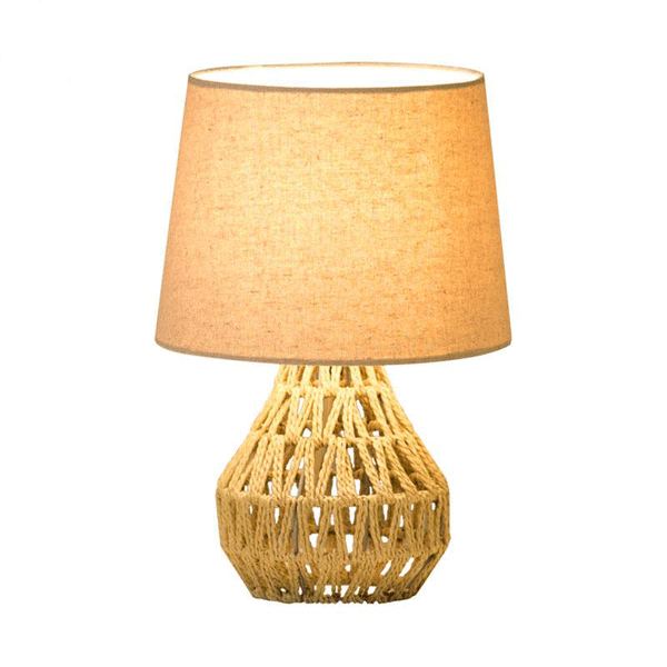 Handmade Hemp Rope Iron Fabric Shade Table Lamp by Artisan Living-4