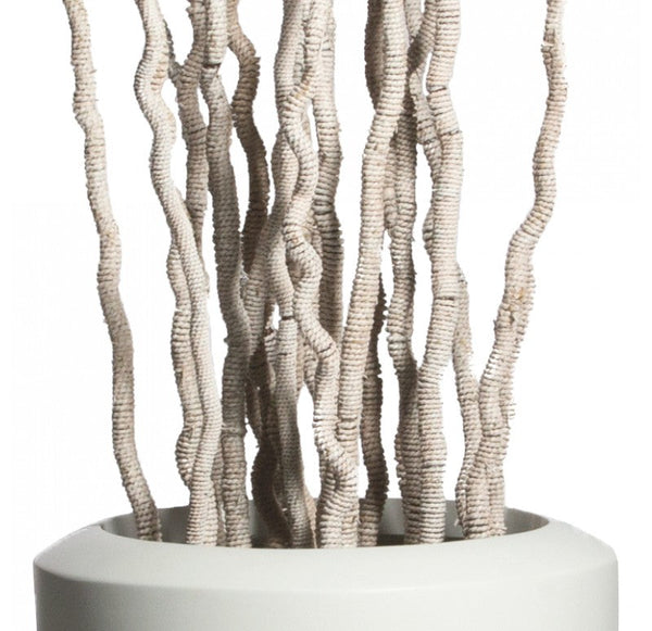 Rope Wrapped Kuwa in White Barrel Planter, LG by Gold Leaf Design Group | Botanicals | Modishstore-2