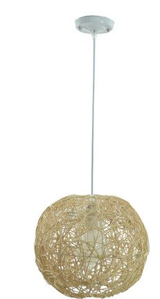 Hand-Woven Simple Beige Rattan Ball White Pendant Light by Artisan Living | ModishStore | Pendant Lamps