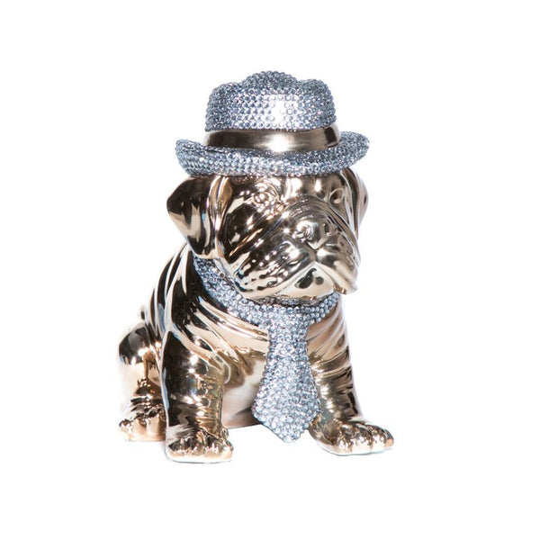 Interior Illusions Plus Bronze Bulldog with Rhinestone Hat & Tie - 10