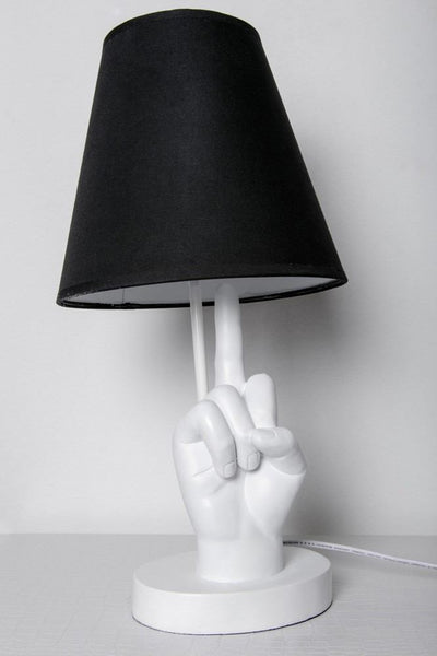 Interior Illusions Plus White & Black Middle Finger Hand Lamp - 20