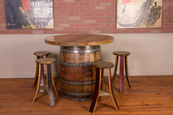 Napa East Wine Barrel Round Top Table Set: Cabinet Base