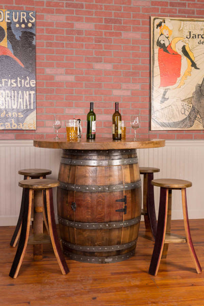 Napa East Wine Barrel Round Top Table Set: Cabinet Base