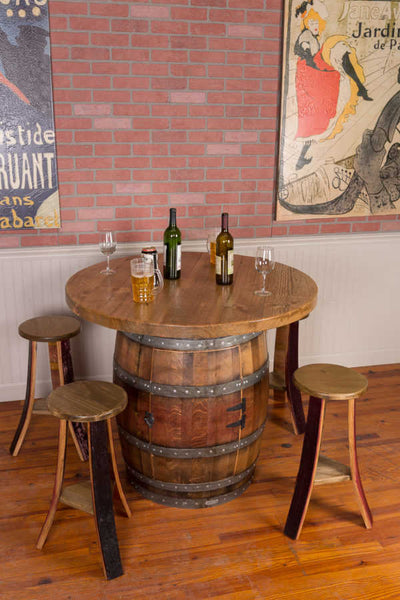 Napa East Wine Barrel Round Top Table Set: Cabinet Base