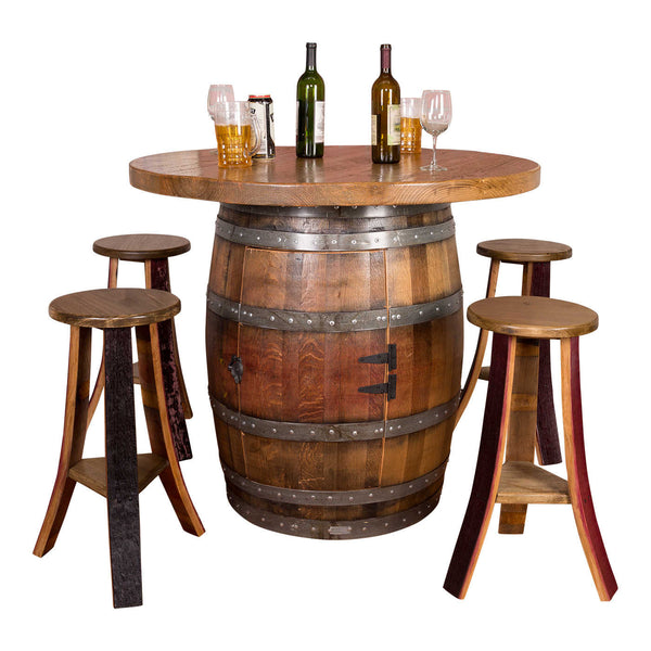 Napa East Wine Barrel Round Top Table Set: Cabinet Base