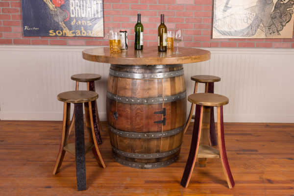 Napa East Wine Barrel Round Top Table Set: Cabinet Base