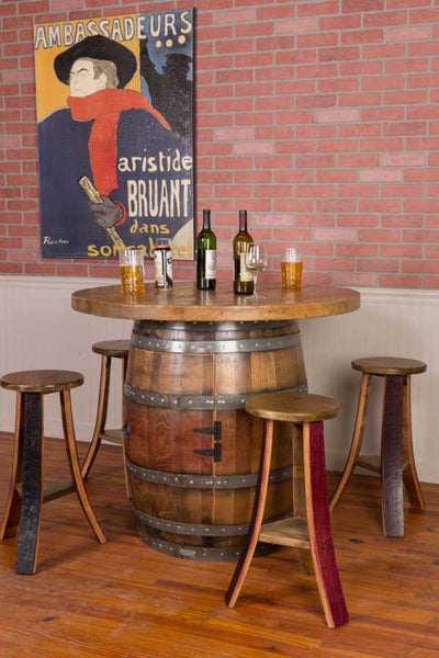 Napa East Wine Barrel Round Top Table Set: Cabinet Base