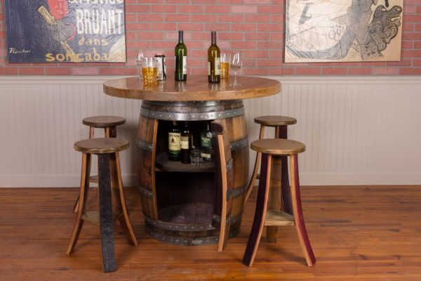 Napa East Wine Barrel Round Top Table Set: Cabinet Base
