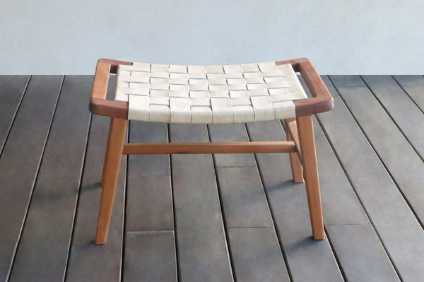 Masaya Wood & Leather Ottoman