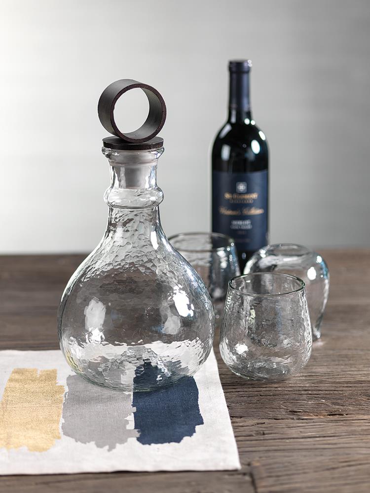 Zodax 12.5-Inch Tall Garan Hammered Glass Decanter | Decanters | Modishstore