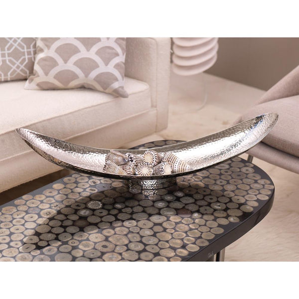 Zodax 30-Inch Long Manouba Hammered Aluminum Boat Bowl | Decorative Bowls | Modishstore