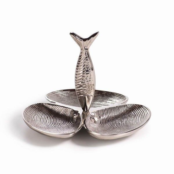 Zodax 3-Section Shell and Fish Snack Serve Dish with Handle | Trays | Modishstore-2