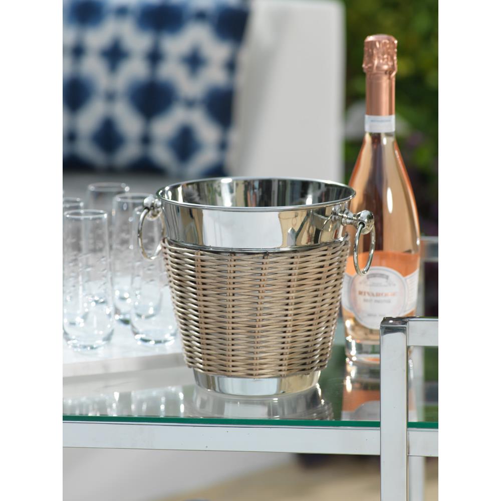 Zodax 8-Inch Tall Bahama Cane and Steel Wine Cooler | Ice & Party Buckets | Modishstore