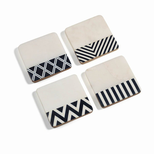 Zodax 4-Inch Square Marine Marble Assorted Coasters - Set of 8 | Wine & Bar Accessories | Modishstore-2