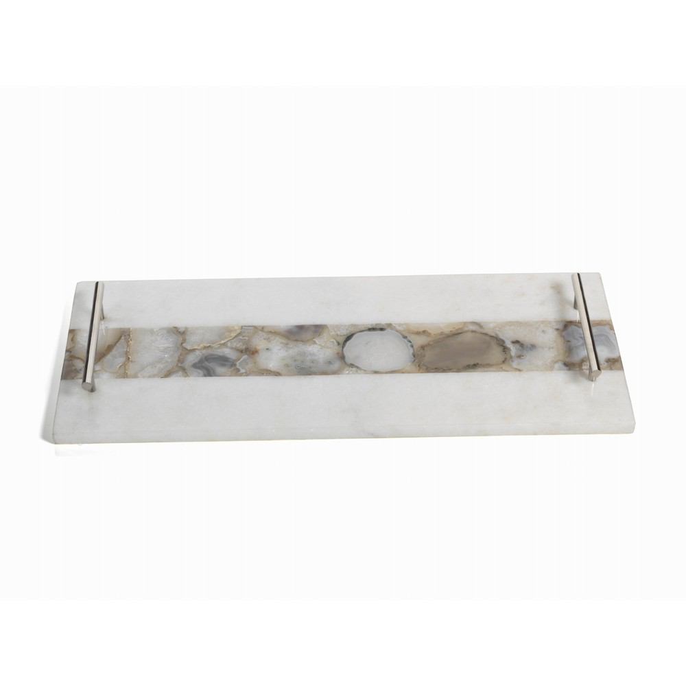 Zodax Tomar Marble and Agate Cheese Tray - 21-Inch Long | Cutting & Serving Boards | Modishstore-2