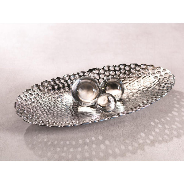 Zodax Pearl Oval Nickel Bowl - 26-Inch Long | Decorative Bowls | Modishstore