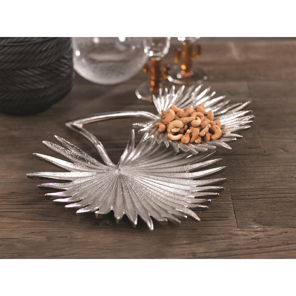 Zodax Sonora Fan Palm 2-Tier Condiment Tray - Silver | Decorative Trays & Dishes | Modishstore