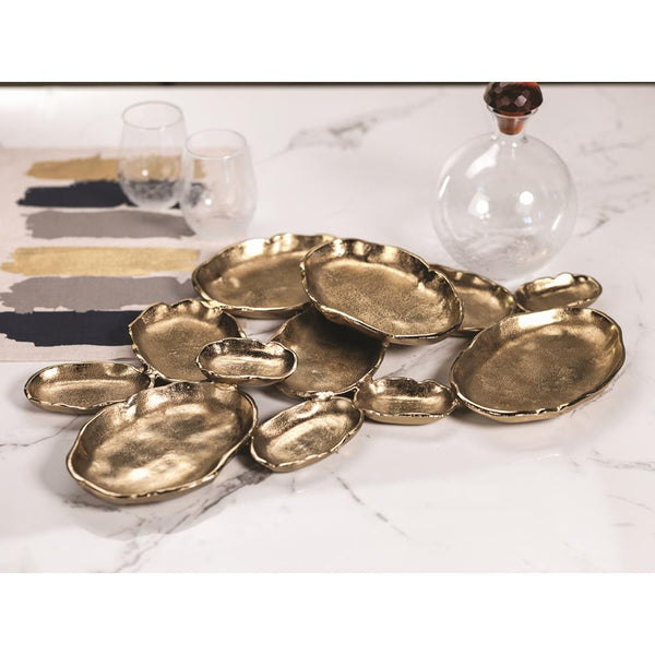 Zodax Cluster of Twelve Oval Serving Bowls - Gold | Decorative Bowls | Modishstore