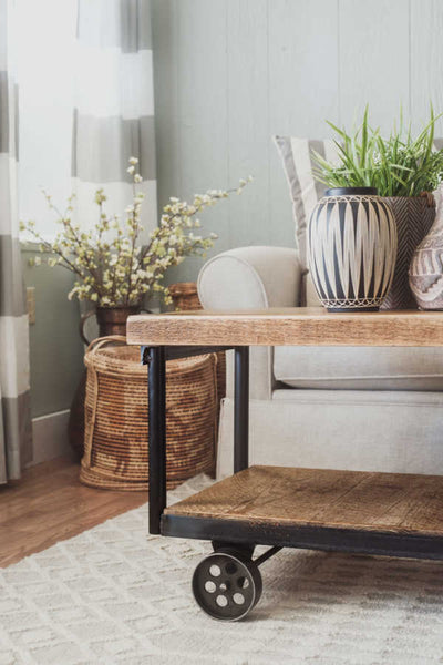Napa East Industrial Coffee Table with Plank Shelf
