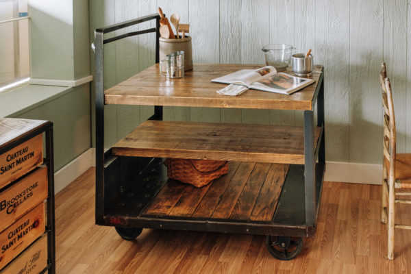 Napa East Vintage Factory Wood Kitchen Cart