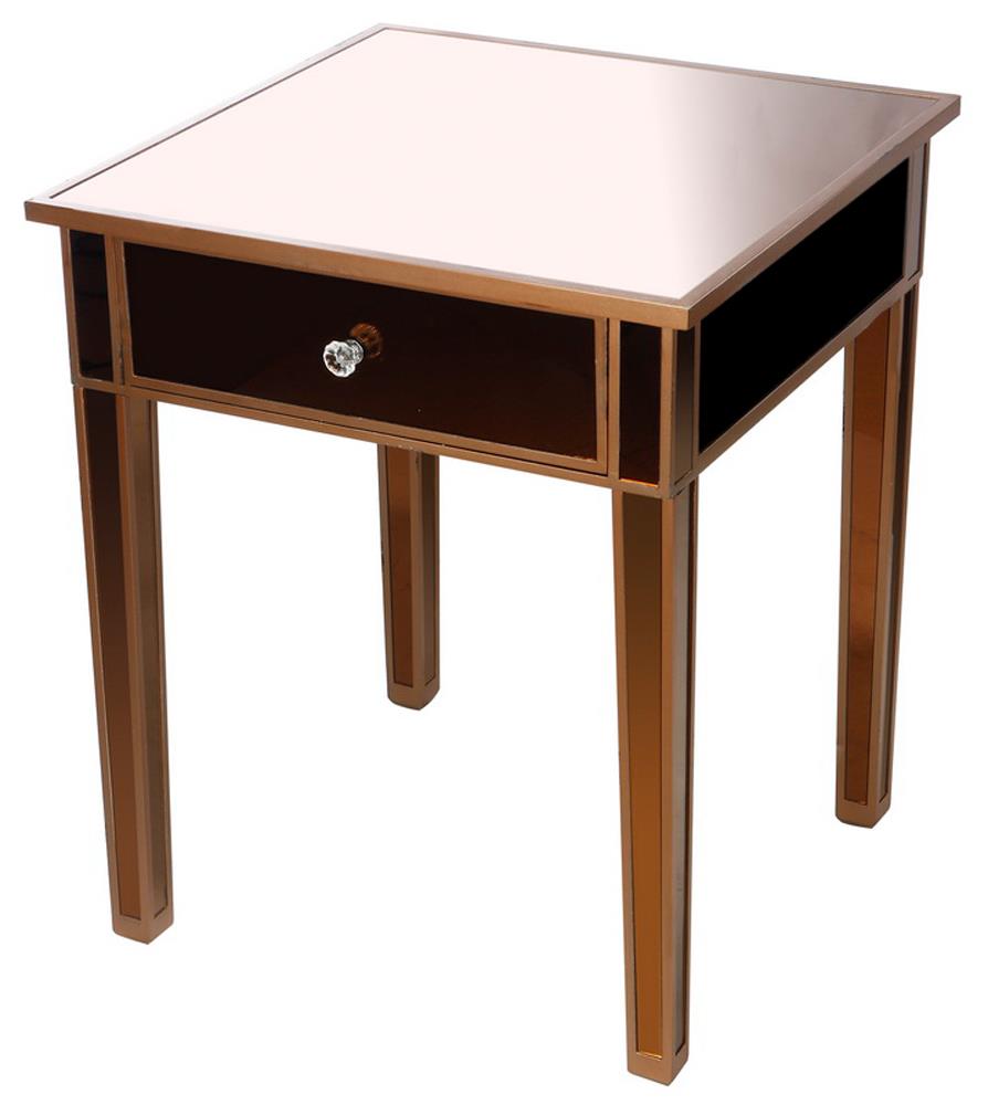 A&B Home Mirrored Side Table With Drawer