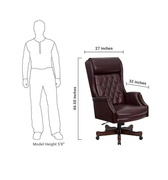 Flash Furniture KC-C696TG-GG High Back Traditional Tufted Burgundy Leather Executive Swivel Office Chair | Office Chairs | Modishstore-5