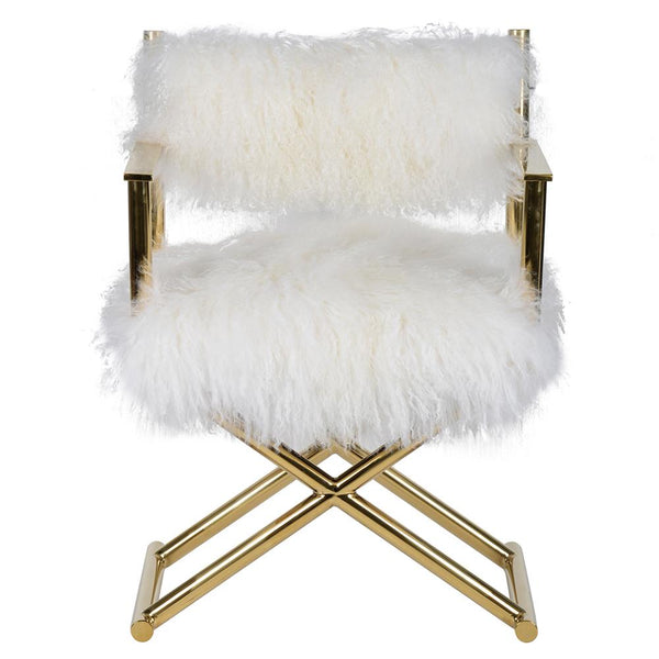 A&B Home Mongolian Fur Director Chair - Gold