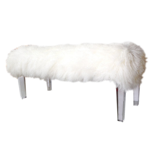 A&B Home Mongolian Fur Bench