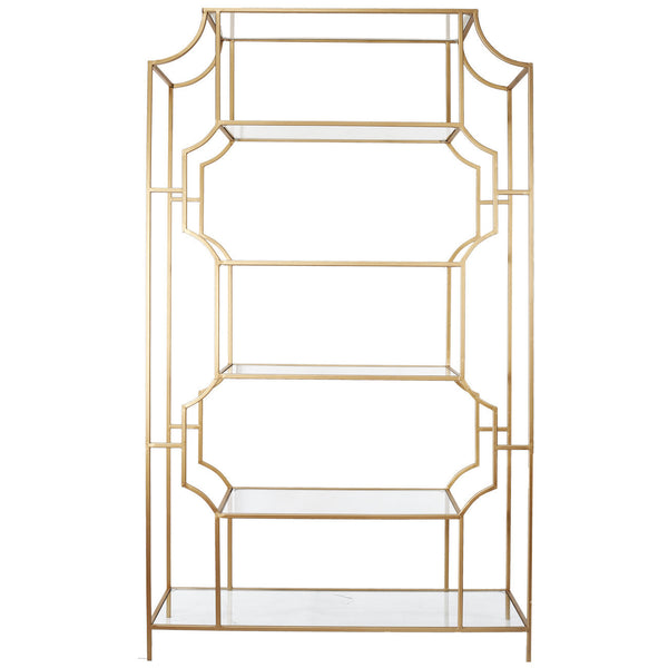 A&B Home Glass/Metal Etagere With Gold Finish
