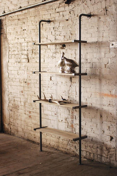 Kalalou Tall Wood And Metal Wall Shelving Unit | Modishstore | Shelves & Shelving Units | CQ6286  