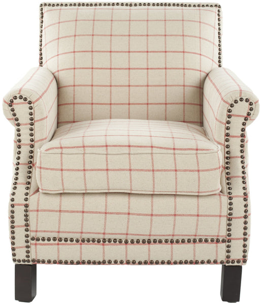 Safavieh Easton Club Chair In Plaid - Brass Nail Heads | Accent Chairs |  Modishstore  - 2