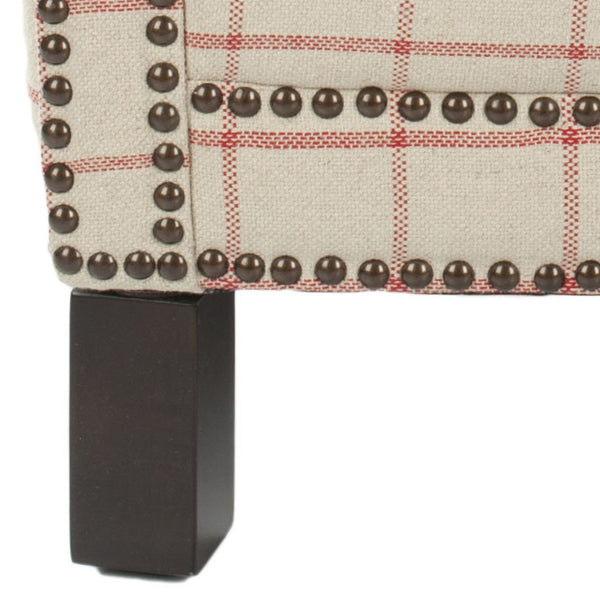 Safavieh Easton Club Chair In Plaid - Brass Nail Heads | Accent Chairs |  Modishstore  - 3