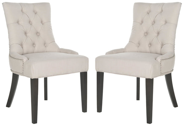 Safavieh Harlow Tufted Ring Chair Silver Nail Heads - Set Of 2 | Dining Chairs | Modishstore